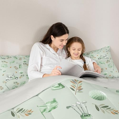 Image of Feelyou Green Golf Comforter Set Queen Size 3 Pcs Kids Boys Girls