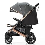 Daliya® Rapidy Buggy Kinderwagen 0-36 Monate Sportwagen mit Liegeposition Wickeltasche, Winterfußsack, Ess- & Spieltisch und mehr (Dunkelgrau - Gold)