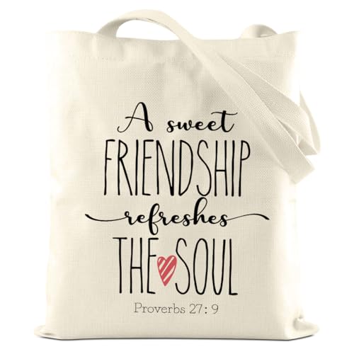 kdxpbpz A Sweet Friendship Refreshes The Soul Tote Bag, Friendship Gifts for Women Friends, Christian Gifts for Women Faith, Reusable Shoulder Grocery Shopping Bag
