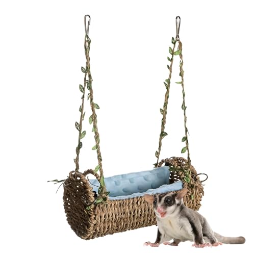Hamster Hammock Hanging Bed, Small Pet Hammock, Chew Proof Suspension with Removable Mat, Cage Sleeping Nest for Indoor Habitat 