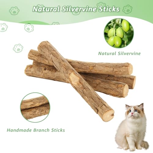 LDXDRU 20Pcs Silvervine Sticks for Cats, Natural Cat Chew Toys, Nylatails Silvervine Dental Stick for Dental Care, Edible Matatabi Cat Chew Sticks for Teeth Cleaning, Kitty Toys for Indoor Cats - Thumbnail 5