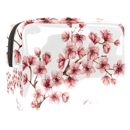 Pochette maquillage fleur de cerisier grand volume avec fermeture éclair solide