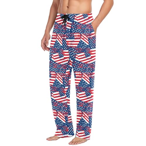 JUNZAN American Flags Mens Cotton Pajama Pants Pajama Bottoms for Men Lounge Sleep Pants4