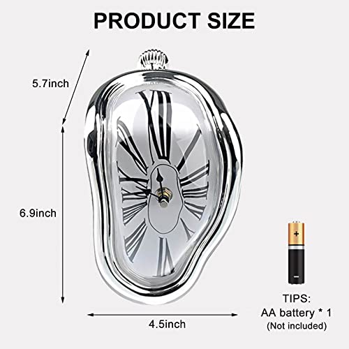 Kaqisimila Melting Clock-Surreal Desk Shelf Desk Melted Clock, Surface Design Drippy Clock,Weird Funky Eclectic Unique Melted Clock Decor, Suitable For Living Room, Bedroom, Office（Gold #TOP6