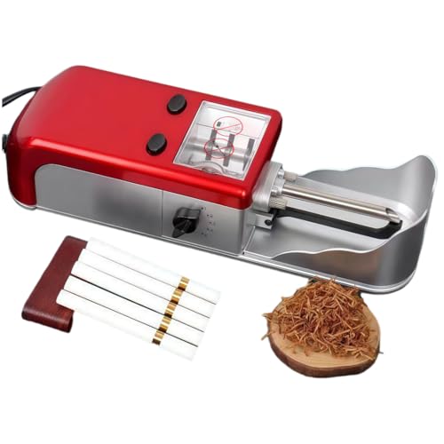 全自動タバコ巻き機 電動 可調節松緊機能付き プラグインタイプ フルセット 家庭用 ユニバーサルタイプ (レッド)