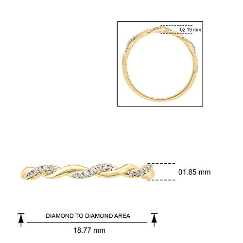 1/20Cttw Diamond Stackable Ring For Women In 10K Yellow Gold, Women's Diamond Twist Anniversary Band, Women's Yellow Gold Stacking Anniversary Ring With Diamond Accent #TOP3