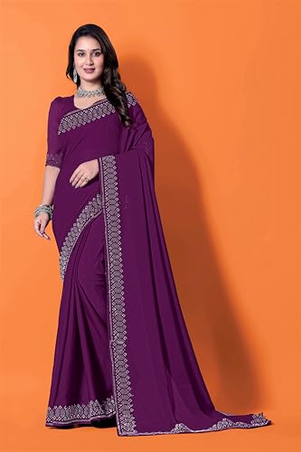 Image of FASHION Women's Trendy Banarasi Kanjivaram Navy Color Art Silk Saree with Blouse Material