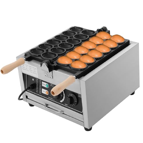 12pcs Commercial Egg Bubble Waffle Maker Machine 1.8Kw 110V Electric Non-Stick Rotatable Waffle Baker Machine with 122-572? Temp Range and Time Control Egg Puff Waffle Iron for Restaurants and Home