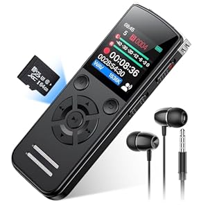 64GB Diktiergerät Digital, 1536 Kbps Digital Voice Recorder, Diktiergerät Aufnahmegerä mit Playback, USB-C Audioaufnahmegerät mit Rauschunterdrückung für Studie Arbeit Meetings Interviews