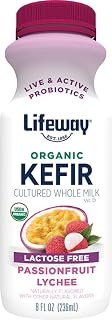 Lifeway Organic Kefir Flavor Fusions, Lactose-Free Cultured Whole Milk, Passionfruit Lychee, 8 Ounce