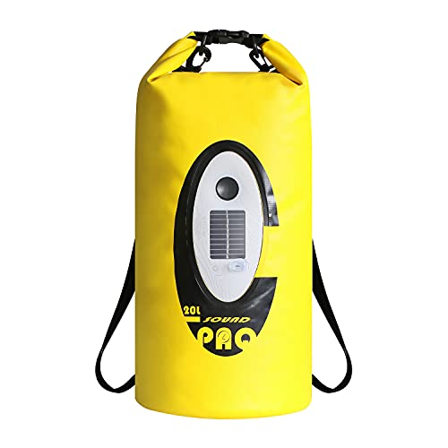 Floating Dry Bag Waterproof with Bluetooth Speaker Solar Light - 20L Roll Top Dry Sack Keeps Gear Dry for Men Women Kayaking, Beach, Rafting, Boating, Hiking, Camping and Fishing