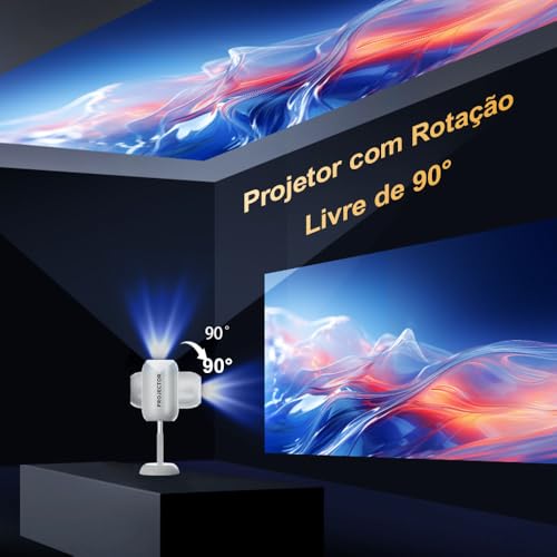 Sensibo Mini Projetor Portatil, Smart Android11, Full HD/4K/1080p, 10000 Lumens, 5G/WiFi6/BT5, 90° G