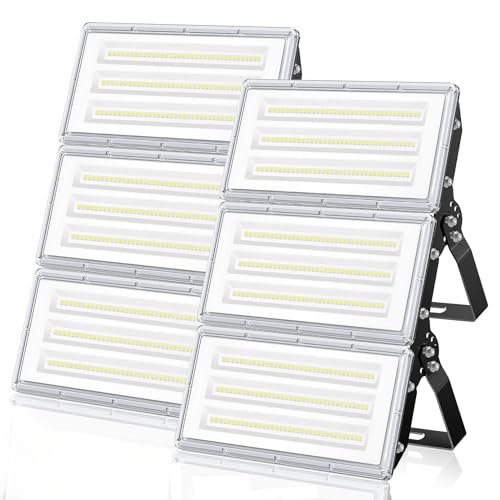 ANNIFUNLY Foco LED exterior 300W 30000LM 2pcs IP67 impermeable 6500K blanco frío con piloto, proyectores para arena, estadio, granja