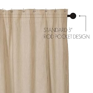 VHC Brands Sawyer Mill Charcoal Decorative Farmhouse Ticking Stripe Shower Curtain with Buttonholes 72×72