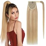 TESS Coleta Postiza Pelo Natural #18P613 Beige Arena Rubio/Blanqueador Rubio Coleta Larga 50 cm Cola de Caballo Extensiones de Pelo Humano 95g