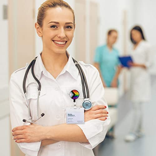 Progress Pride Flag Lgbtq Retractable Badge Clip - Lgbt Badge Equality Gay Lesbian Bisexual Transgender Supports Rainbow Holder Id Reel Clip For Lanyards Name Id Card #TOP2