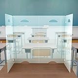 Sneeze Guard Desk Shield PPE - Plastic Divider Screen for Desk, Table or Countertop - Portable...