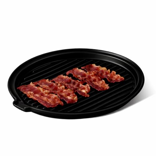 ONEMORE 11" Ceramic Bacon Tray Cooker for Oven Black