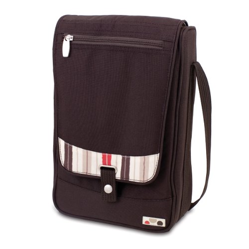 Picnic Time Barossa Insulated Wine Tote with Wine Accessories for Two, Moka Collection