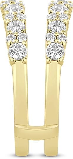 Drizzle Jewels 3.00Ct Round Cut Lab Created Diamond Wrap Enhancer Guard Wedding Band Ring, 14K Yellow Gold Finish