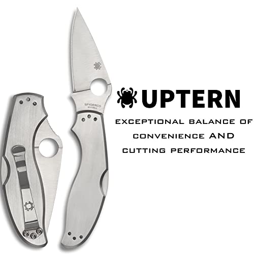 Spyderco UpTern Folding Pocket Knife with 2" 8Cr13MoV Steel Blade and Stainless Steel Handle - EDC Knife for Men and Women, Perfect for Hunting, Tactical, Camping, Survival - PlainEdge - C261P - Image 2