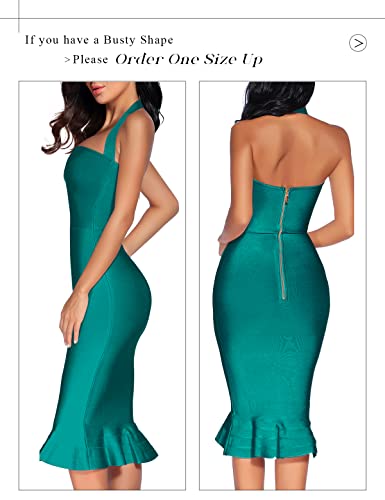 Image of houstil Women's V Neck Halter Fishtail Bandage Bodycon Dress Party