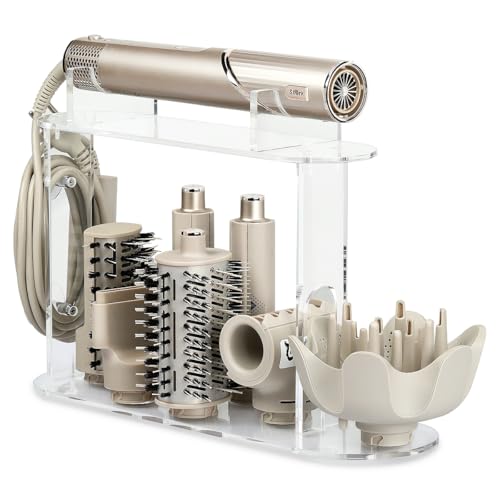 TOSAGE Acryl Organizer für Shark FlexStyle Luftstyler, 7 Fächer für Aufsätze & Diffusor, platzsparender Aufbewahrungshalter für Bad & Zuhause, mit einfacher Montage, Transparent