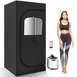 Sauna, Sauna Box, Portable Sauna, Home Sauna with 2.6L 1000W Steam Generator, Remote Control, Home Sauna Tent for Gym, Yoga, Pilates, Hot Tub (Black)