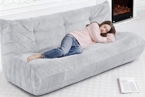 Image of Bean Bag 3-Seater Chair Big Sofa Beanbag Chair for Adults Fireside Chair Bean Bag Lounger with Memory Foam Filled for Home,Apartment or Gaming Venue（LGY Plush）