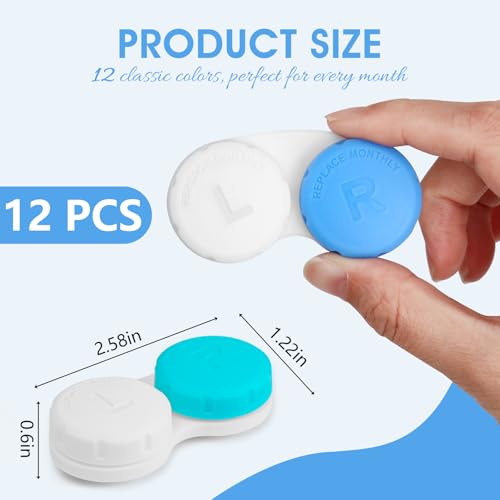 image for Phyyixs 12 Pack Colorful Cute Contact Lens Cases, Bulk Storage Box wit