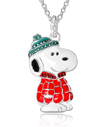 SALLY ROSE Peanuts Snoopy Pendant Necklace with Crystals, 16