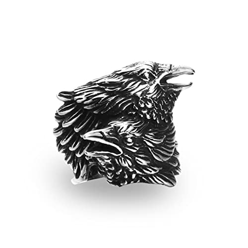 HCMA Wikinger verschlungene Raben Ring nordische Mythologie Odin Krähe Amulett Ringe für Männer Rock Hip-Hop Punk Lokomotive Schmuck Geschenk