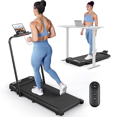 THERUN Walking Pad with Handle Bar, Walking Pad Treadmill for Home, Compact Treadmills with Remote Control, Under Desk Treadmill with Widened Running Belt, Portable Treadmill with Quiet Core