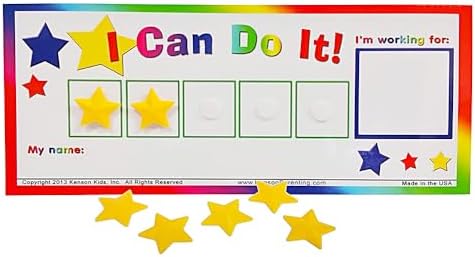 Kenson Kids “I Can Do It!” Token Board. Colorful Magnetic Rewards Chart with Positive-Reinforcement Stars and Customizable Goal Box. Great for Ages 3-10. Measures 5-Inches by 11-Inches