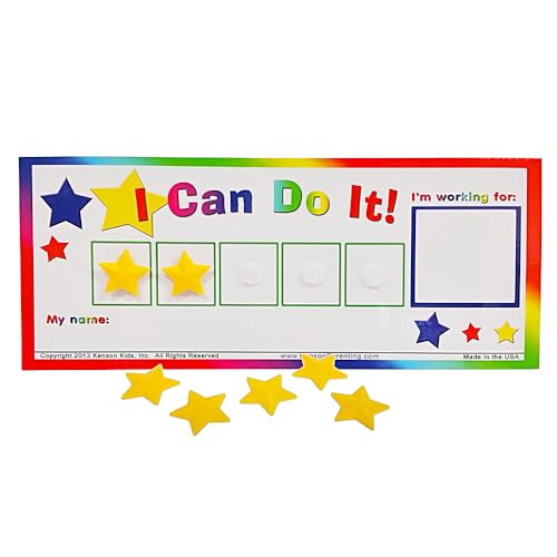 Kenson Kids “I Can Do It!” Token Board. Colorful Magnetic Rewards Chart with Positive-Reinforcement Stars and Customizable Goal Box. Great for Ages 3-10. Measures 5-Inches by 11-Inches