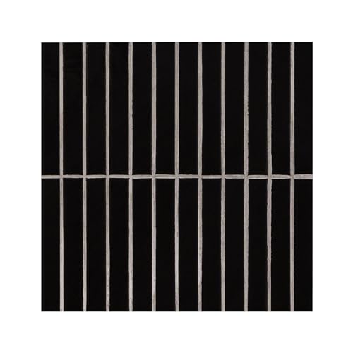 MSI Black Matte 12 in. x 12 in. Stack Pattern Matte Porcelain Tile for Kitchen Backsplash, Floor Tile, Wall Tile for Bathroom, Shower Wall Tile, Mesh Mounted Mosaic Tile by MSI - Image 2