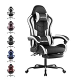 WOTSTA Gaming Chair Computerstuhl Ergonomischer Gaming Stuhl mit Fußstütze Bürostuhl Ergonomischer Computerstuhl mit Lendenwirbelstütze (BLKWT)