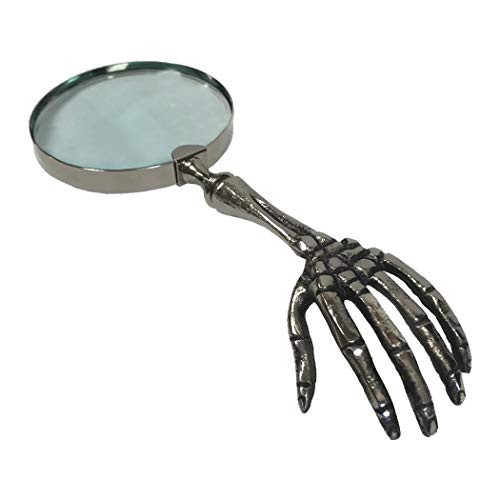 Schooner Bay Co. Skeleton Hand Magnifier Magnifying Glass Handheld Handle Decorative Halloween Decor Reading Antique Vintage Gothic Style