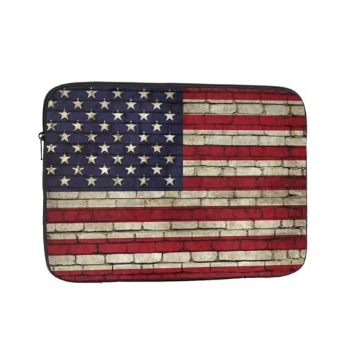 Groamaup American Flag on The Wall Laptop Sleeve 13 inch, Slim Laptop Bag Case with Zipper, Portable Tablet Computer Carrying Case for Men Women