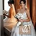 Imagen de Weewooday Bolso de Novia de Yute Grabado con Bride y Cinta Blanca Atada a la Bolsa Bolsa de Yute Nupcial Obsequio para Despedida de Soltero Equipo Novia JGA Accesorios