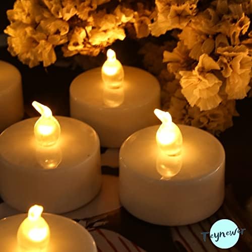 Teynewer Flameless LED Tea Light Candles Pack of 24, Realistic and Bright Flickering Battery Operated Flameless Candles with Remote Control for Christmas, Wedding, Festival, Celebration, Warm White