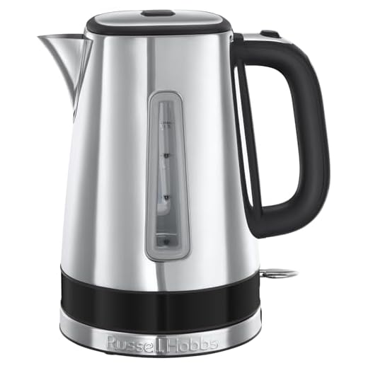 Russell Hobbs kettle [1.7l, 3000W, stainless steel] distinctions black(Push-to-open lid, 360° base with cord storage, Perfect pour spout,removable Anti-scale filter, water level indicator) 24283