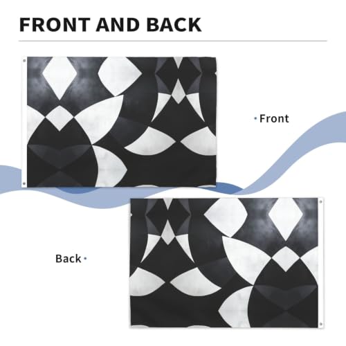 Drapeau extérieur double face pour jardin et façade en polyester noir et blanc - 7