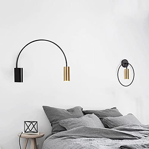Lámpara de pared de lectura E27 con brazo móvil horizontal para cabecero de cama 6
