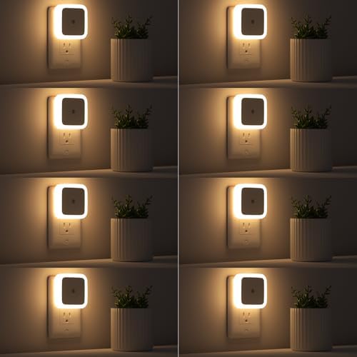 Sujeet Night Light, Night Lights Plug into Wall 8-Pack, Plug in Night Light, Dusk to Dawn Nightlight Led Night Lights for Bedroom, Bathroom, Hallway Warm White
