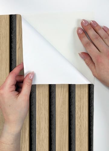 NuWallpaper Oak Slat Wood Peel and Stick Self-Adhesive Removable Wallpaper, NUS4846 - Thumbnail 7