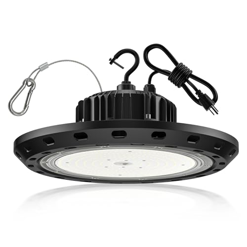 Yihuven 300W UFO LED High Bay Light 45000lm (Eqv.1250W MH/HPS), IP65 Waterproof, 5000K Daylight US Plug with 5ft Cable Led Shop Lights, Commercial Lighting Fixture for Warehouse Workshop Factory Area