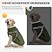 Woiil Hundemantel Hundejacke Wintermantel für Grosse Hunde, Hundemantel Winter mit Geschirr, Hunde Wintermantel Ärmellose Baumwolle Gepolsterte Weste Wasserdicht Warme Reflektierend, Armeegrün L
