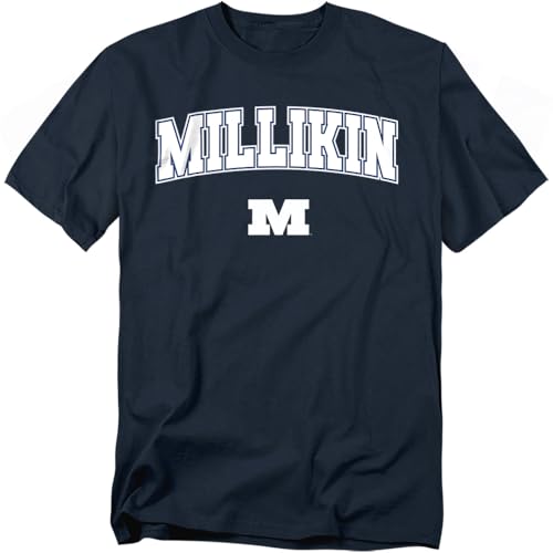 LOGOVISION Millikin University Arch Logo Unisex Adult T Shirt, Navy, Medium