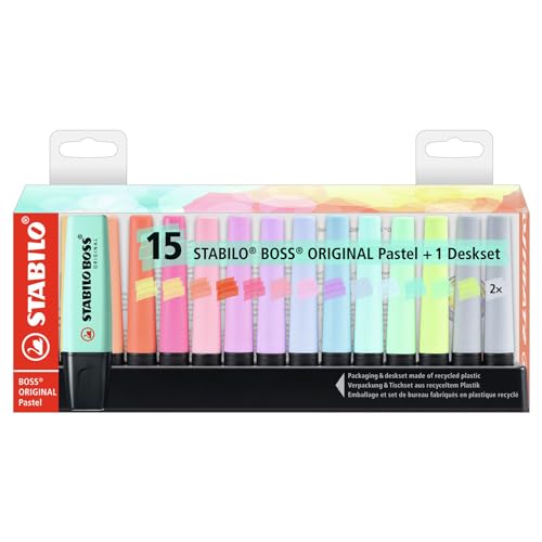 Marcador STABILO BOSS ORIGINAL Pastel - Set de mesa con 15 colores
